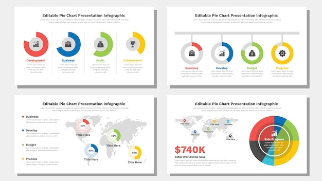 Kreisdiagramm-Infografik-Präsentationsvorlage vollständig bearbeitbar