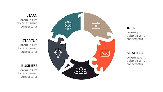 Kreisdiagramm Vektor Infografik Präsentationsvorlage Diagramm 5 Optionen Schritte