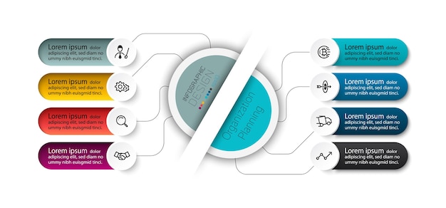 Kreisdiagramme können workflows oder organisationen und datensegmentierung anzeigen