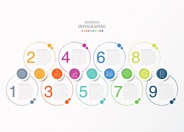 Kreise infografiken und symbole. vektorgeschäftsvorlage für präsentation.