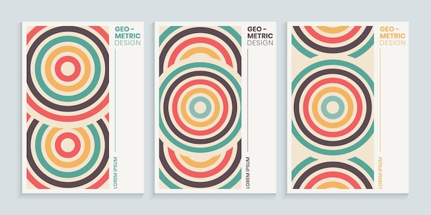 Kreise retro-cover-design-set mit vintage-farben