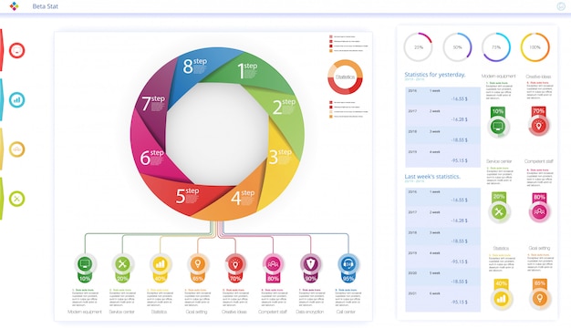 Kreisen sie grafische elemente des unternehmensworkflows ein. kann für infografiken verwendet werden,