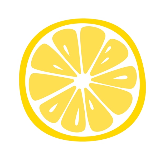 Kreisförmige gelbe Zitronenscheibe, flaches Symbol
