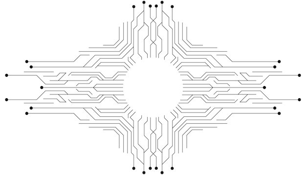 Kreisförmige Technologie-SchnittstelleAbstract Tech CircuitHUD Element DesignGeometrische Technologie-Muster