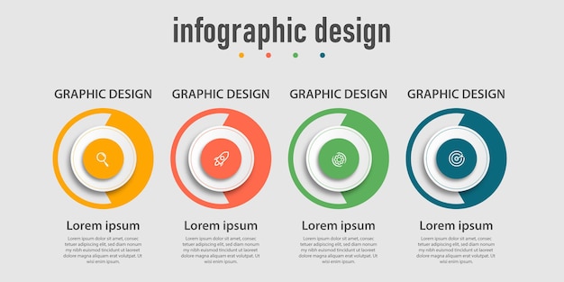 Kreisförmige zeitleiste schritte infografiken vorlage design