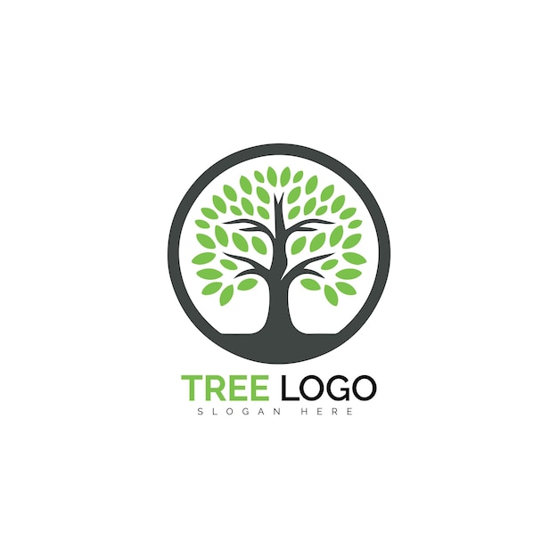 Kreisförmiges Baum-Logo mit grünen Blättern