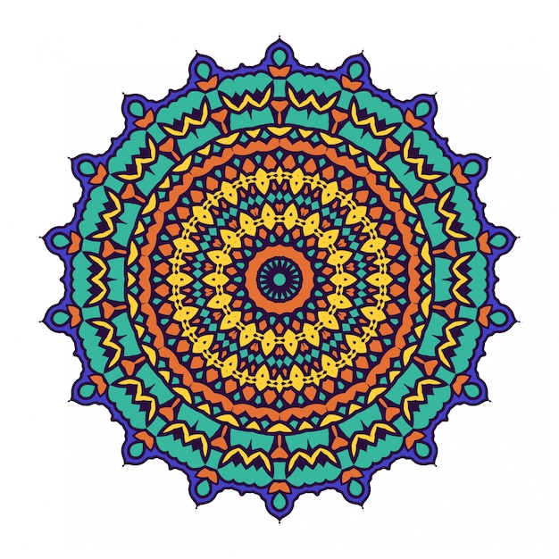 Kreisförmiges dekoratives element des bunten mandalas.