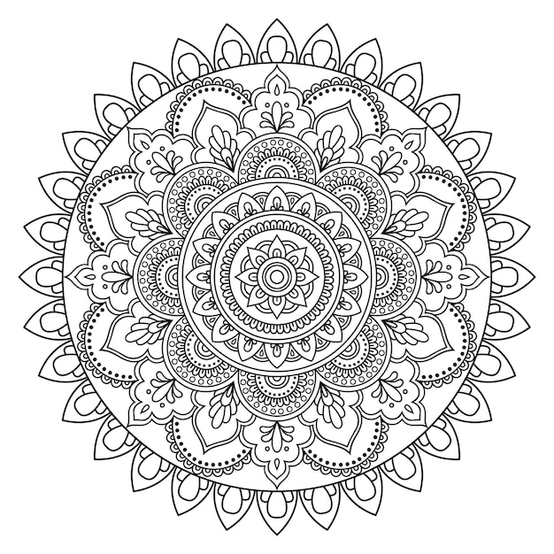 Kreisförmiges Mandala-Muster für Henna, Malbuchseite