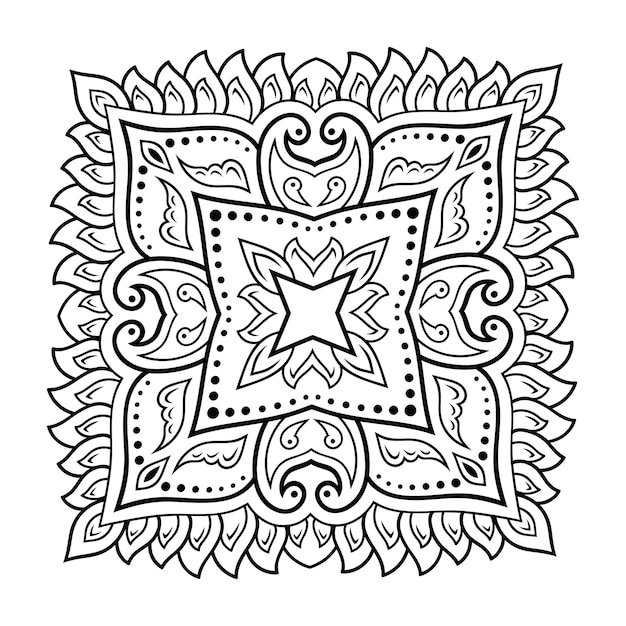 Vektor kreisförmiges muster in form eines mandalas mit blumen für henna mehndi tattoo dekoration dekorativer ornament im ethnischen orientalischen stil umriss doodle handzeichnung vektorillustration