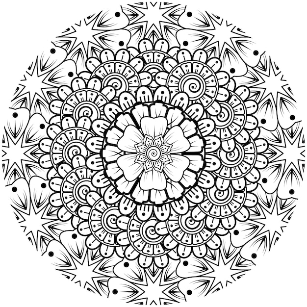 Kreisförmiges muster in form von mandala mit blume für henna-mehndi-tattoo-dekoration