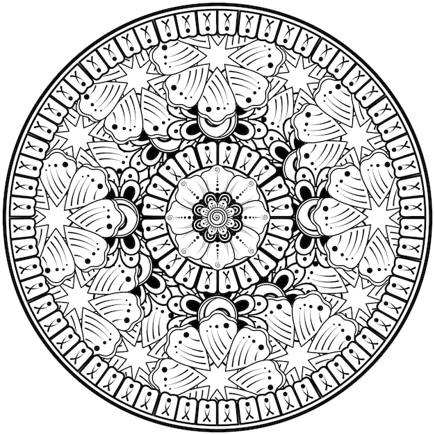 Kreisförmiges muster in form von mandala mit blume für henna-mehndi-tattoo-dekoration