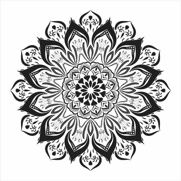 Kreisförmiges muster in schwarz-weiß-form von mandala-kunstornament im ethnisch-orientalischen stil