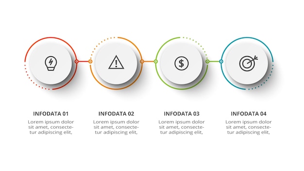 Kreiskonzept für infografik mit 4 schritten optionen teile oder prozesse visualisierung von geschäftsdaten