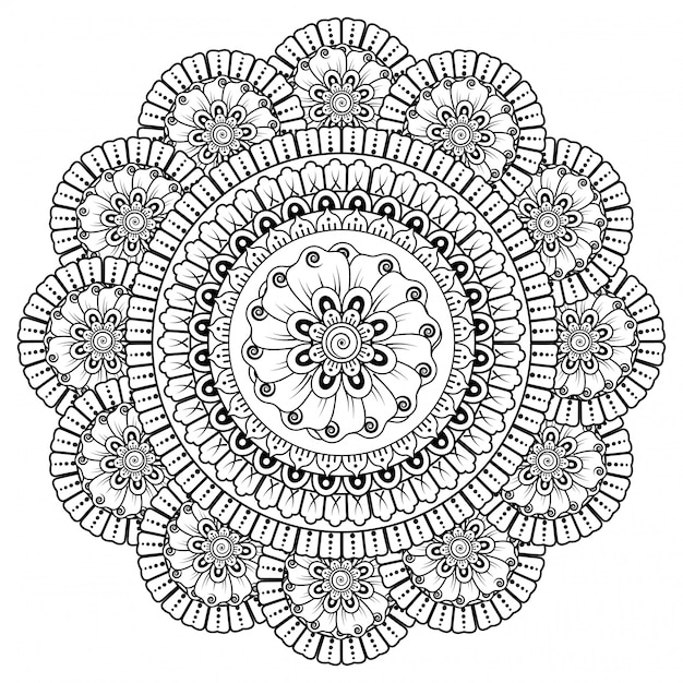 Kreismandala. mehndi-stilillustration