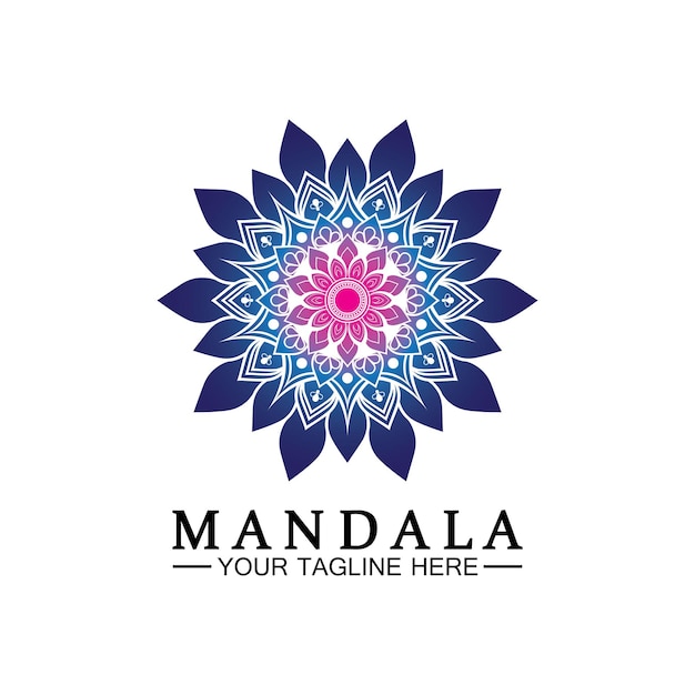 Kreismuster blütenblatt blume mandala vektor-logo-vorlage illustration bunte vorlage für spirituellen rückzug oder yoga-studioornamentale visitenkartenvintage-luxus-zierdekoration