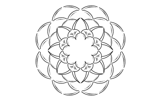 Kreismuster blütenblatt blume von mandala mit schwarz-weißvector blumenmandala entspannungsmuster einzigartiges design mit weißem hintergrundhand gezeichnetes musterkonzept meditation und entspannung