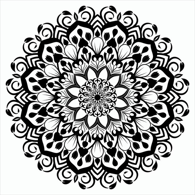 Kreismuster im schwarz-weiß-mandala-hintergrund Premium-Vektor