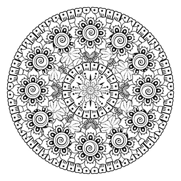 Kreismuster in form eines mandalas mit blume. dekorative verzierung in ethnisch orientalischem stil malvorlagen