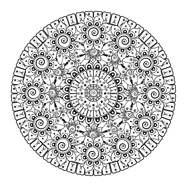 Kreismuster in form eines mandalas mit blume. dekorative verzierung in ethnisch orientalischem stil malvorlagen