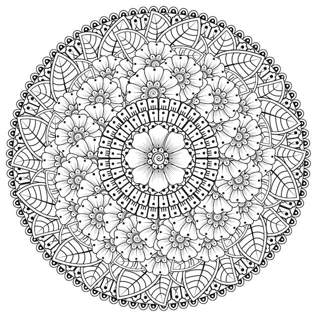 Kreismuster in form eines mandalas mit blume für henna, mehndi, tätowierung, dekoration. dekorative verzierung im ethnisch orientalischen stil.