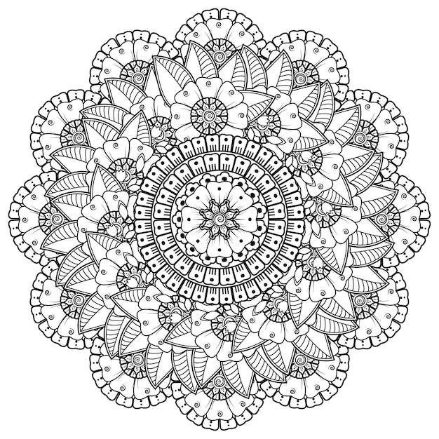 Kreismuster in form eines mandalas mit blume im ethnisch orientalischen stil.