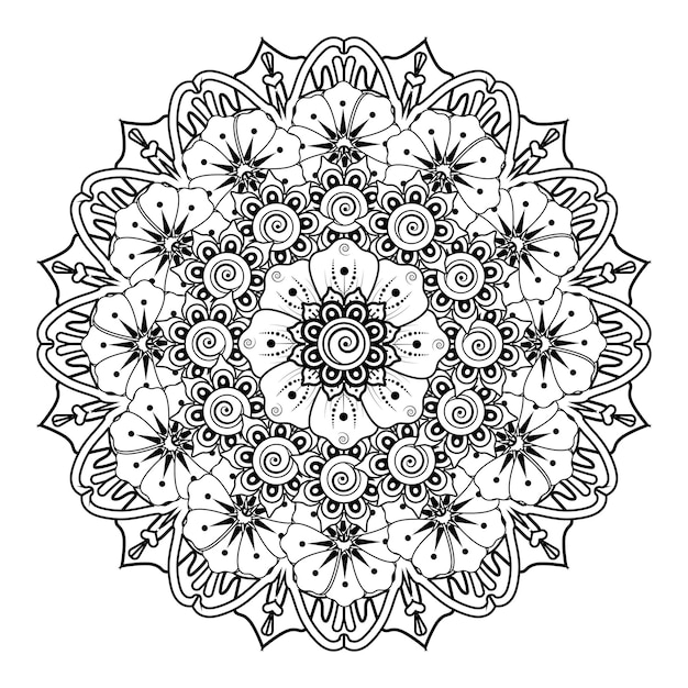 Kreismuster in form von mandala für henna, mehndi, tätowierung, dekoration. malbuchseite.