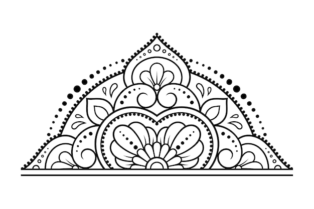 Vektor kreismuster in form von mandala mit blume für henna mehndi tattoo-dekoration dekorative ornamente im orientalischen ethno-stil umriss-doodle-handzeichnung-vektorillustration