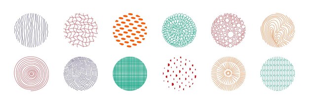 Kreismusterdesign Handgezeichnete kreisförmige geometrische Formen von Memphis für Notizbuch und Bucheinband