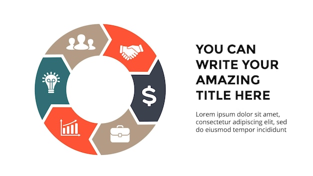 Kreispfeile diagramm vektor infografik präsentationsvorlage diagramm 6 optionen schritte