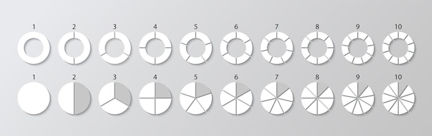 Vektor kreisschnittdiagramm kreisstruktur, die in segmente unterteilt ist piechart mit schnitten runddiagramm