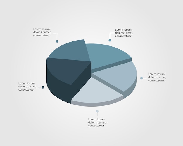 Kreisschrittvorlage für Infografik zur Präsentation für 5 Elemente