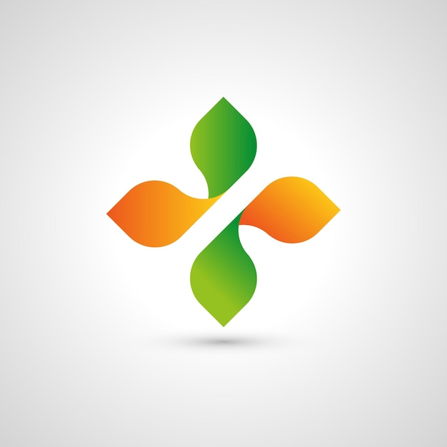 Kreuz logo medizinisches emblem bio-produkte symbol öko-zeichen gesunde ernährung natürliches logo frühlingssymbol