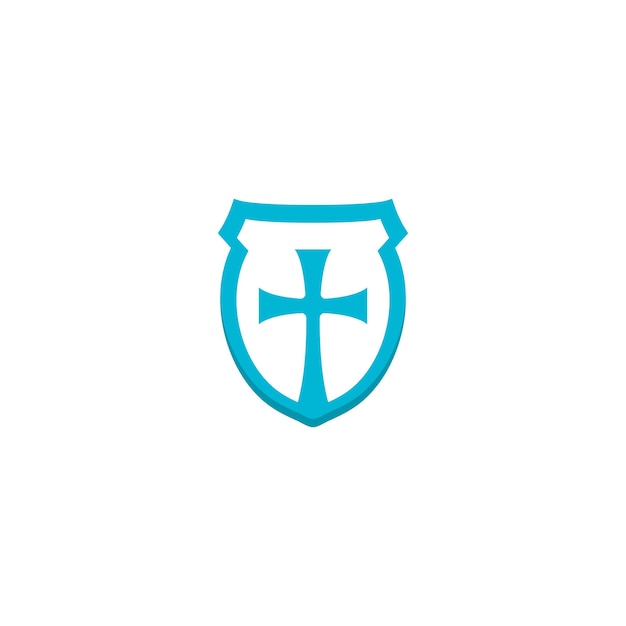 Kreuz mit schild-logo-vektor-symbol-illustration