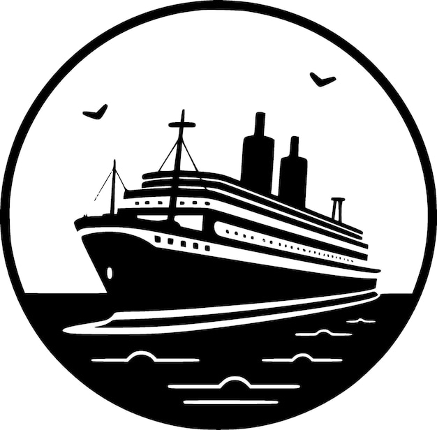 Kreuzfahrt-schwarz-weiß-vektorillustration