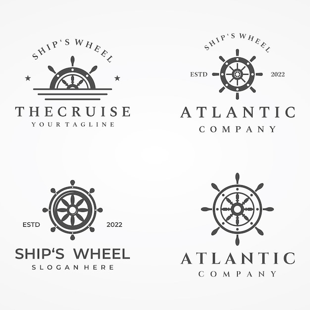 Kreuzfahrtschiff-ruder-logo-template-design mit retro-wellenseilen und ankern logo für business-segler