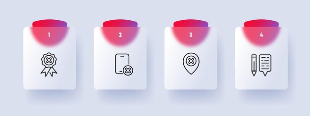Kreuzliniensymbol Smartphone-GPS-Internetverbindung Auszeichnung Bleistiftnachricht Pastellfarbener Hintergrund Vektorliniensymbol für Unternehmen