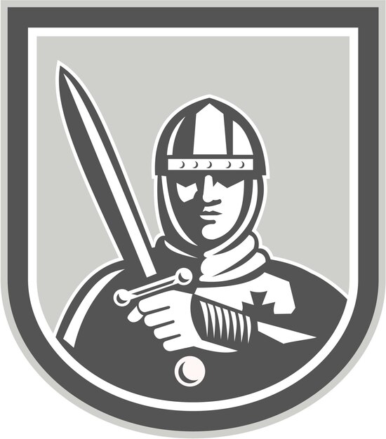 Kreuzritter, ritter, mit, schwert, vorderseite, crest