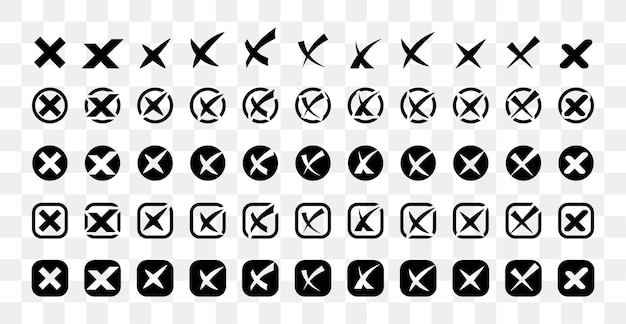 Kreuzsymbol in kreis und quadratischem rahmen gesetzt schwarz abgelehntes symbol vektorillustration