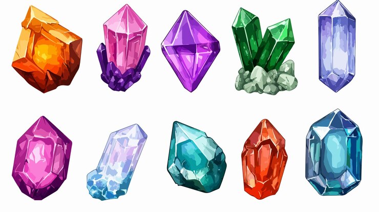 Vektor kristall und edelsteine symbol vektorzeichen für spirituelle und mystische konzepte