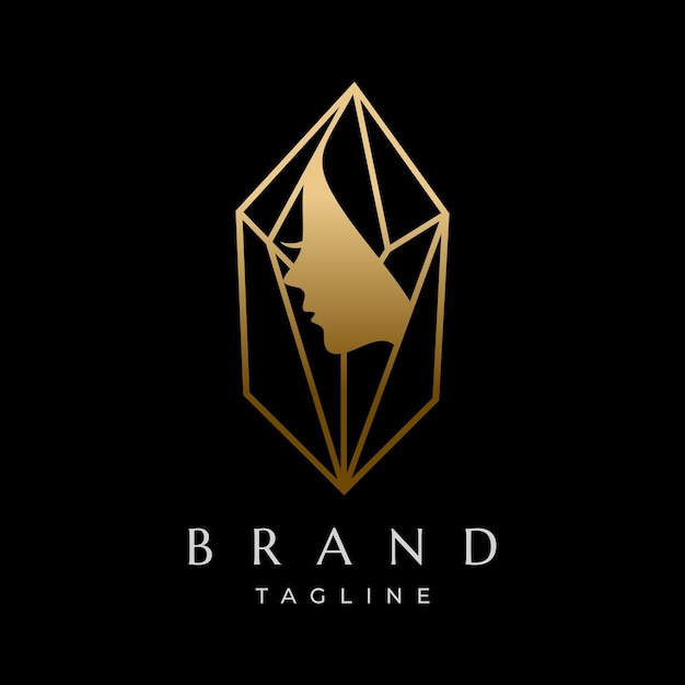 Kristalldiamant mit beauty face logo design