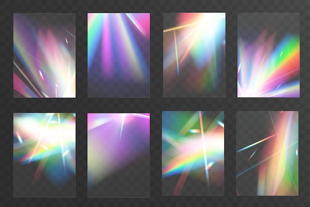 Vektor kristallglas-licht-regenbogen-reflexionseffekt opticallightsglaretemplate