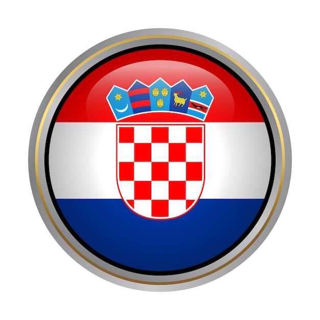 Kroatien flagge kreisform schaltfläche glasstruktur auf weiß