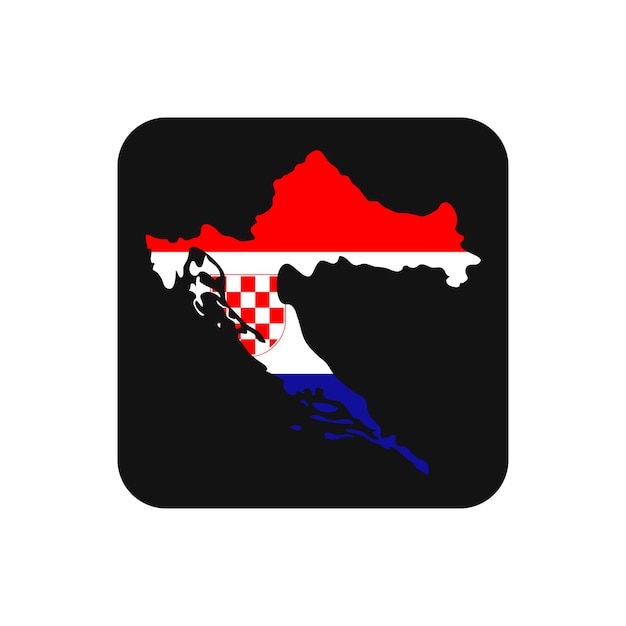 Kroatien-Kartenschattenbild mit Flagge auf schwarzem Hintergrund