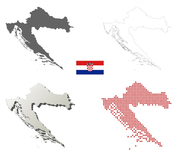 Vektor kroatien-vektor-übersichtskarte-set