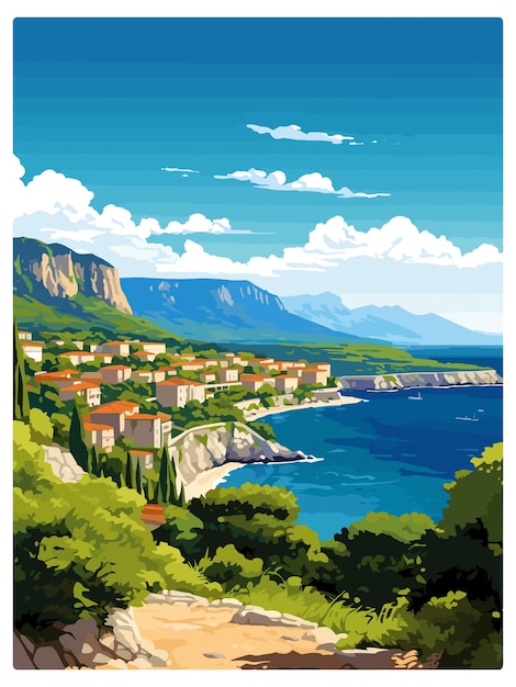 Kroatien Vintage Reiseplakat Souvenir Postkarte Porträt Malerei WPA Illustration