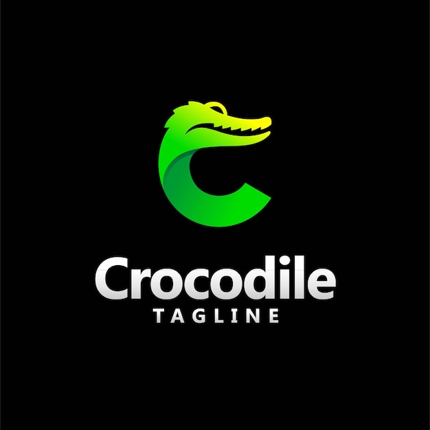 Krokodil-logo mit buchstabe c-konzept