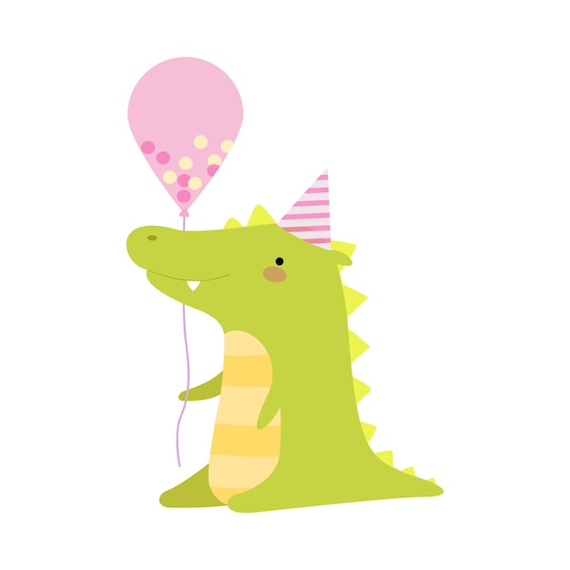 Krokodil mit einem Ballon Vektor-Illustration auf weißem Hintergrund