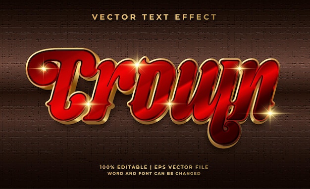 Vektor krone rotgold 3d-text-effekt-stil