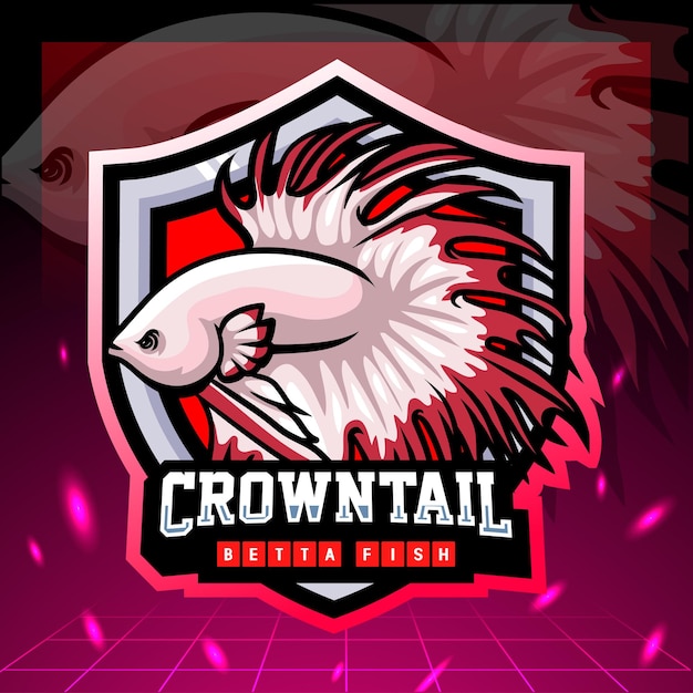 Kronenschwanz Betta Fisch Maskottchen esport Logo-Design