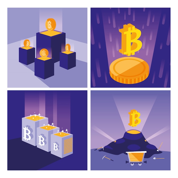 Krypto-mining-bitcoin-icon-set